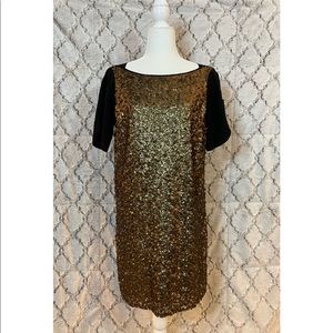 Rebecca Minkoff Black and Gold Sequin Dress